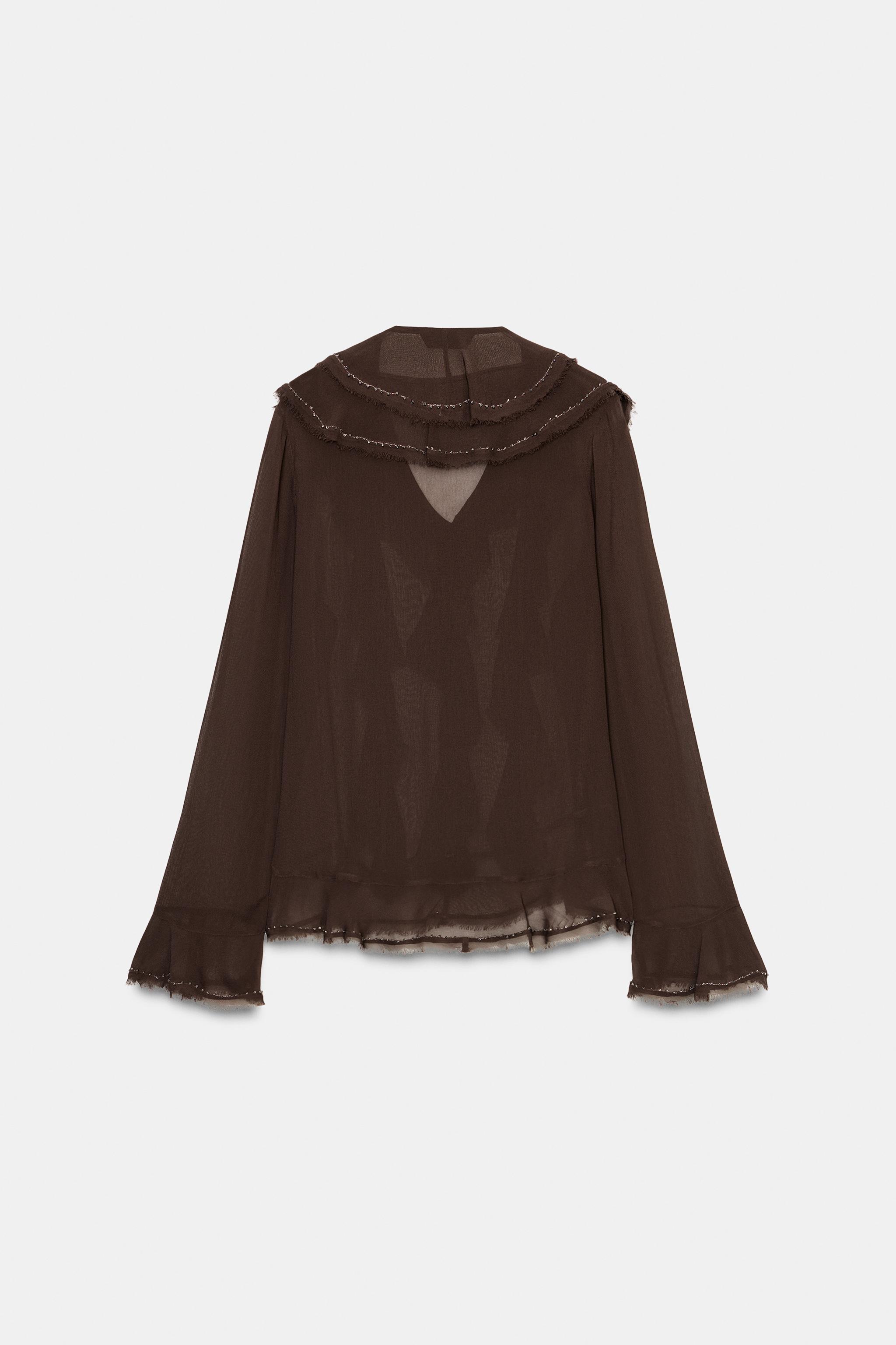 ZW COLLECTION BEADED RUFFLE BLOUSE